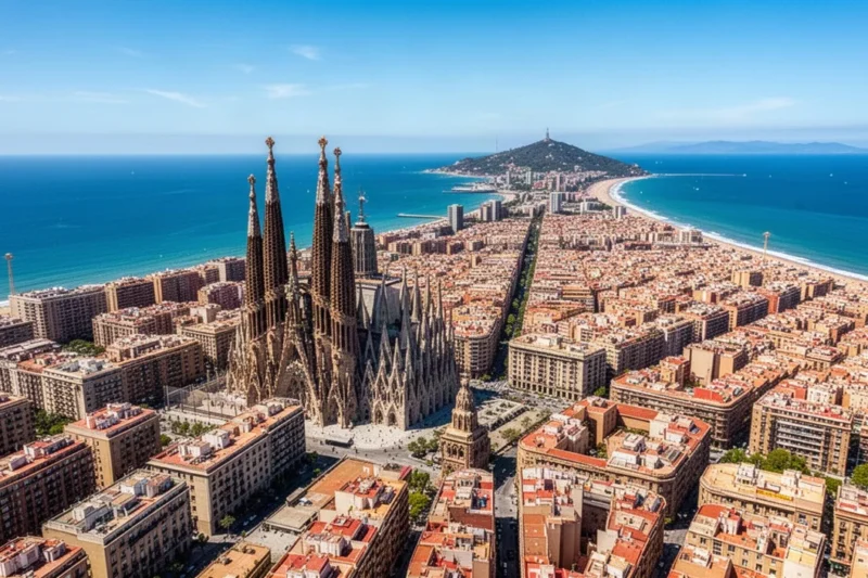 A panoramic view of Barcelona highlighting its unique architectural styles