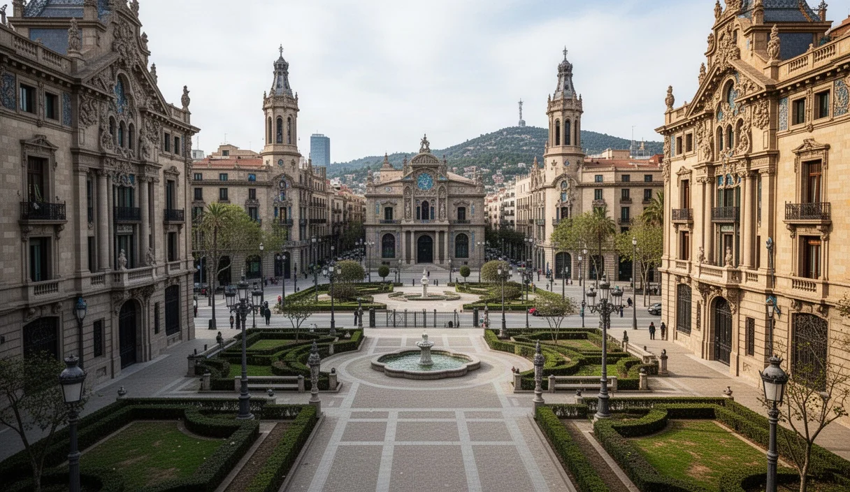 View of Eixample district architecture representing Ildefons Cerdà's vision