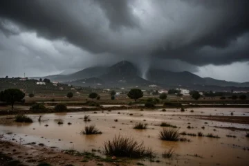 Nubes oscuras sobre paisajes catalanes con riesgo potencial de inundaciones