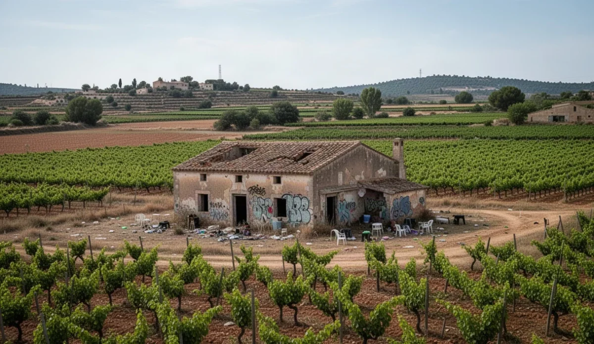 Paisaje rural en Tarragona donde ocurrió una fiesta rave ilegal
