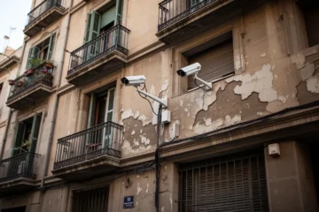 Urban residential building associated with recent criminal activity