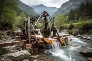 Restored hydraulic sawmill near a river in Alòs d'Isil