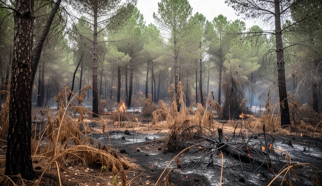 Neglected Catalan forest with dense underbrush indicating high wildfire risk
