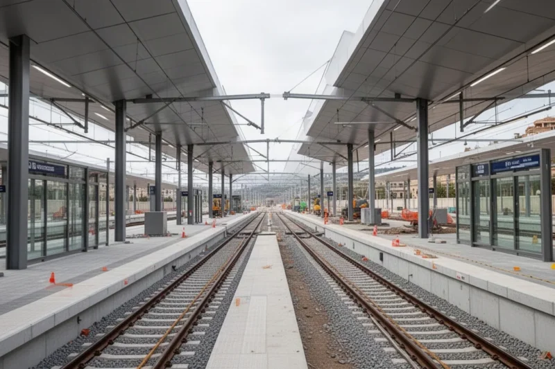 Estación moderna en Catalunya con obras en curso
