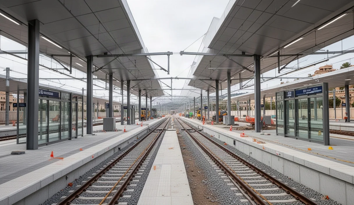 Estación moderna en Catalunya con obras en curso