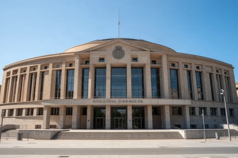 Vista del edificio del Parlamento catalán sin personas ni texto