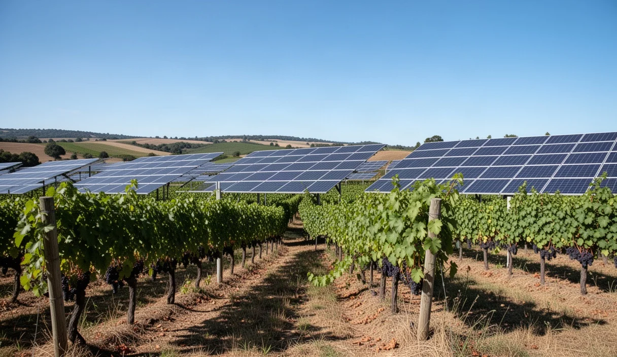 Vineyards at sunset highlighting sustainable farming methods
