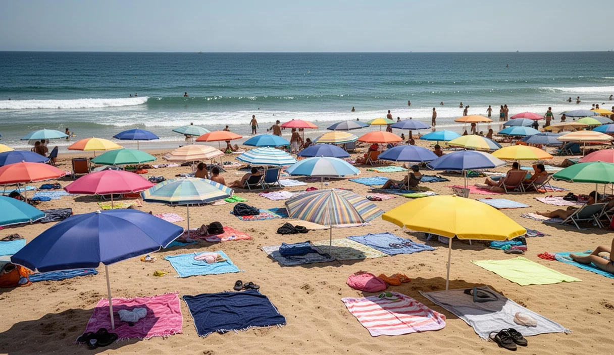 Playa abarrotada durante la temporada alta turística