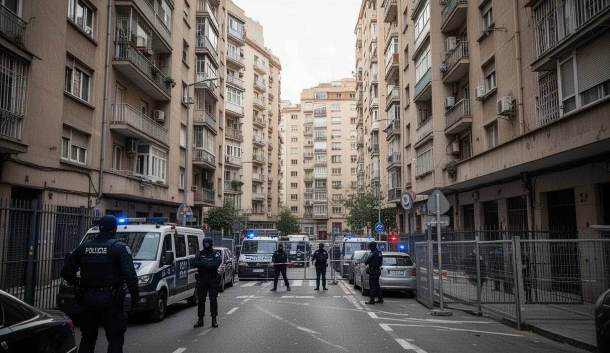Residential area in Barcelona with visible security features