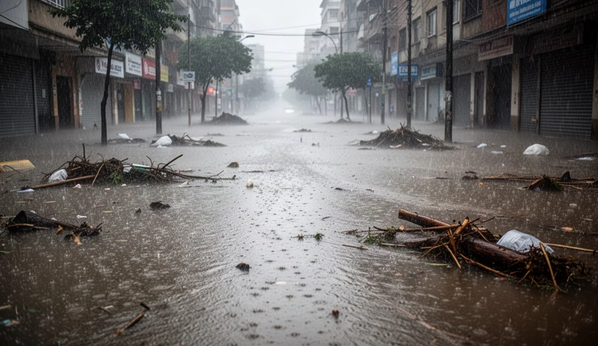Calles inundadas tras una fuerte tormenta en Tarragona