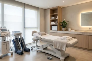 Centro de estética equipado con camilla y aparatología profesional