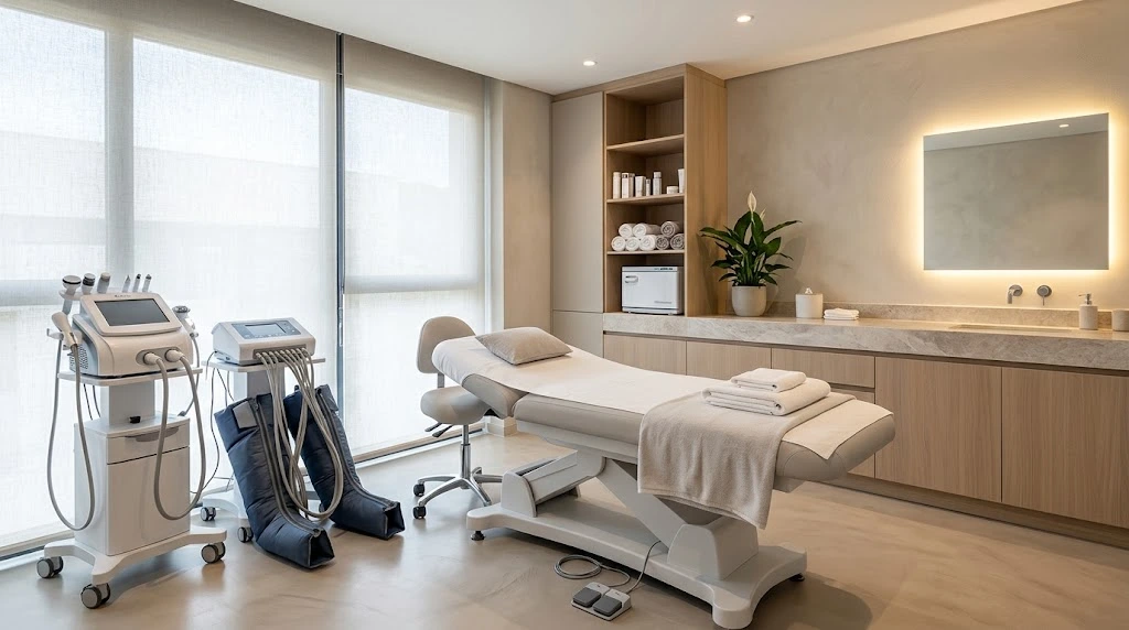 Centro de estética equipado con camilla y aparatología profesional