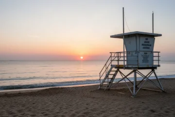 View of Lloret de Mar beach with calm waters and clear skies