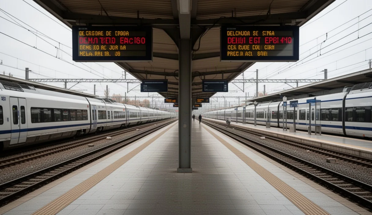 Estación vacía con señales de retraso por fallo eléctrico