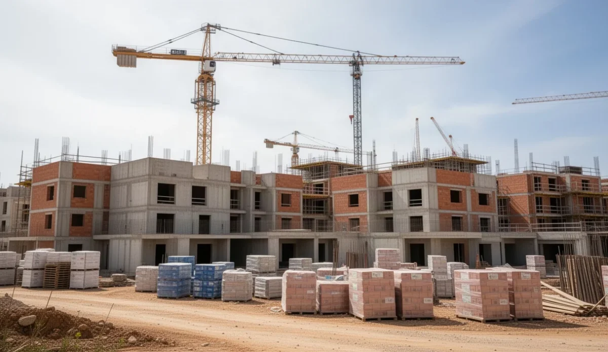 Obra en construcción para vivienda asequible en Cataluña