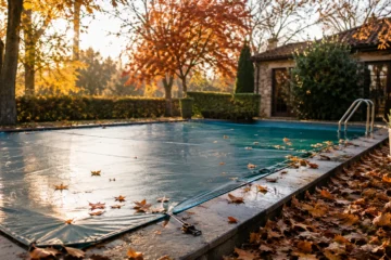 Piscina en otoño.