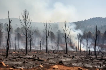 Paisaje afectado por incendio forestal en Barberà del Vallès
