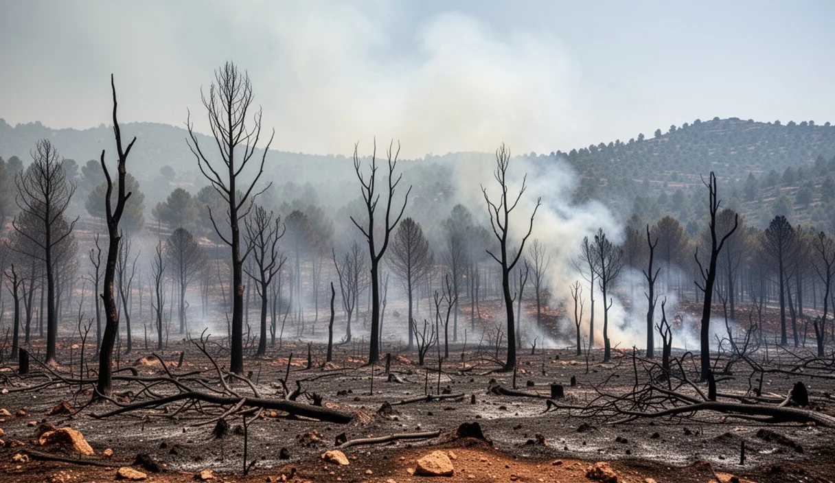 Paisaje afectado por incendio forestal en Barberà del Vallès