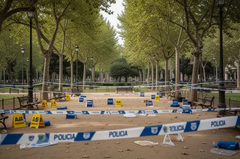 Parque donde ocurrió el tiroteo con cinta policial