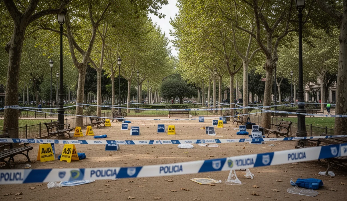 Parque donde ocurrió el tiroteo con cinta policial