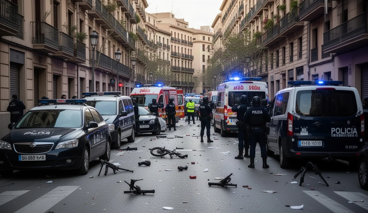 Escena caótica con presencia policial tras una pelea violenta en Lleida