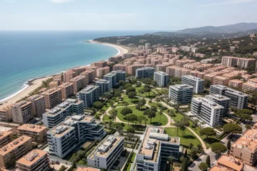 Vista aérea de una localidad costera tranquila en el Maresme