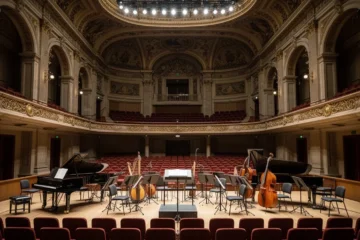Sala elegante preparada para un concierto en Barcelona