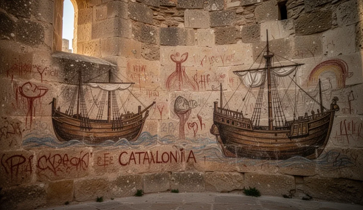 Grafitis antiguos marineros encontrados en paredes históricas catalanas