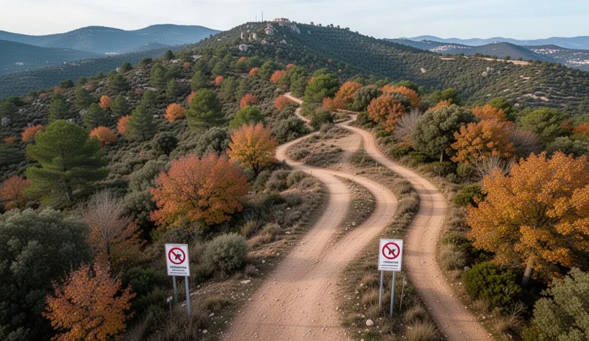 Empty trails in Collserola Park highlighting ongoing access restrictions