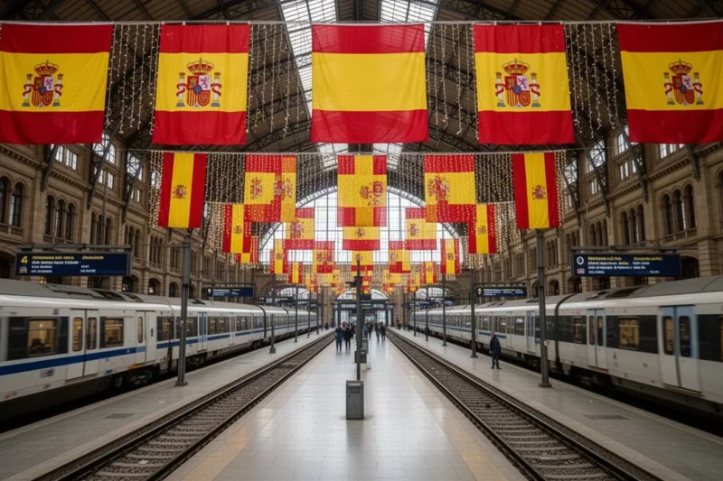 Estación llena decorada por la Diada