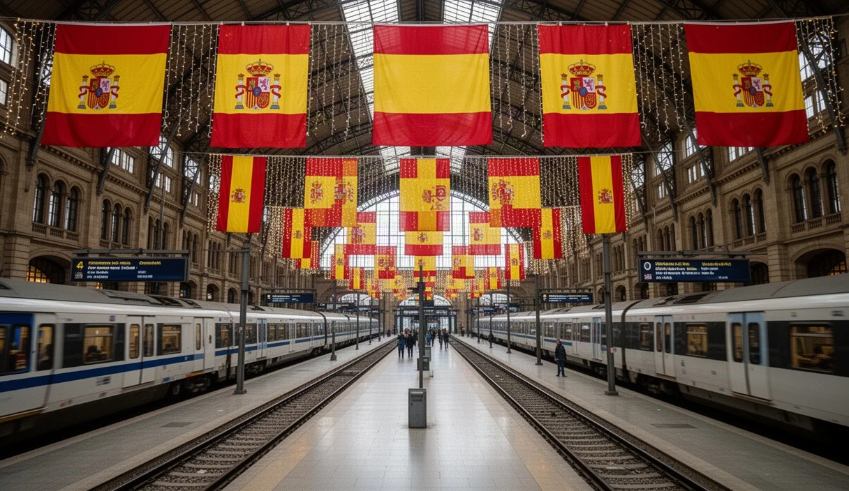 Estación llena decorada por la Diada