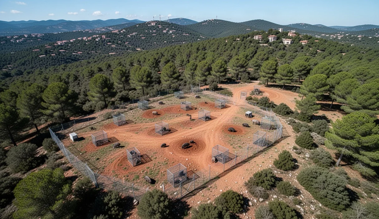 Aerial view of Collserola Natural Park showcasing its lush greenery