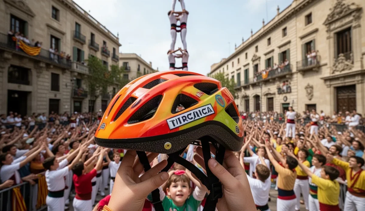 Nuevo casco infantil presentado por las colles castelleres para mejorar seguridad