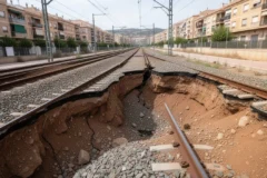 un socavon interrumpe el servicio de trenes en la linea r11 cerca de barcelona 8397